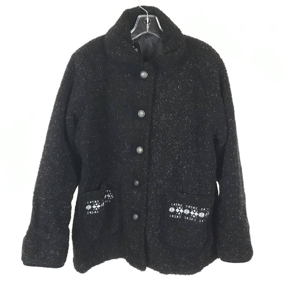 NWT Tudor Court Black Berber Fleece Coat Size PL - Picture 2 of 4